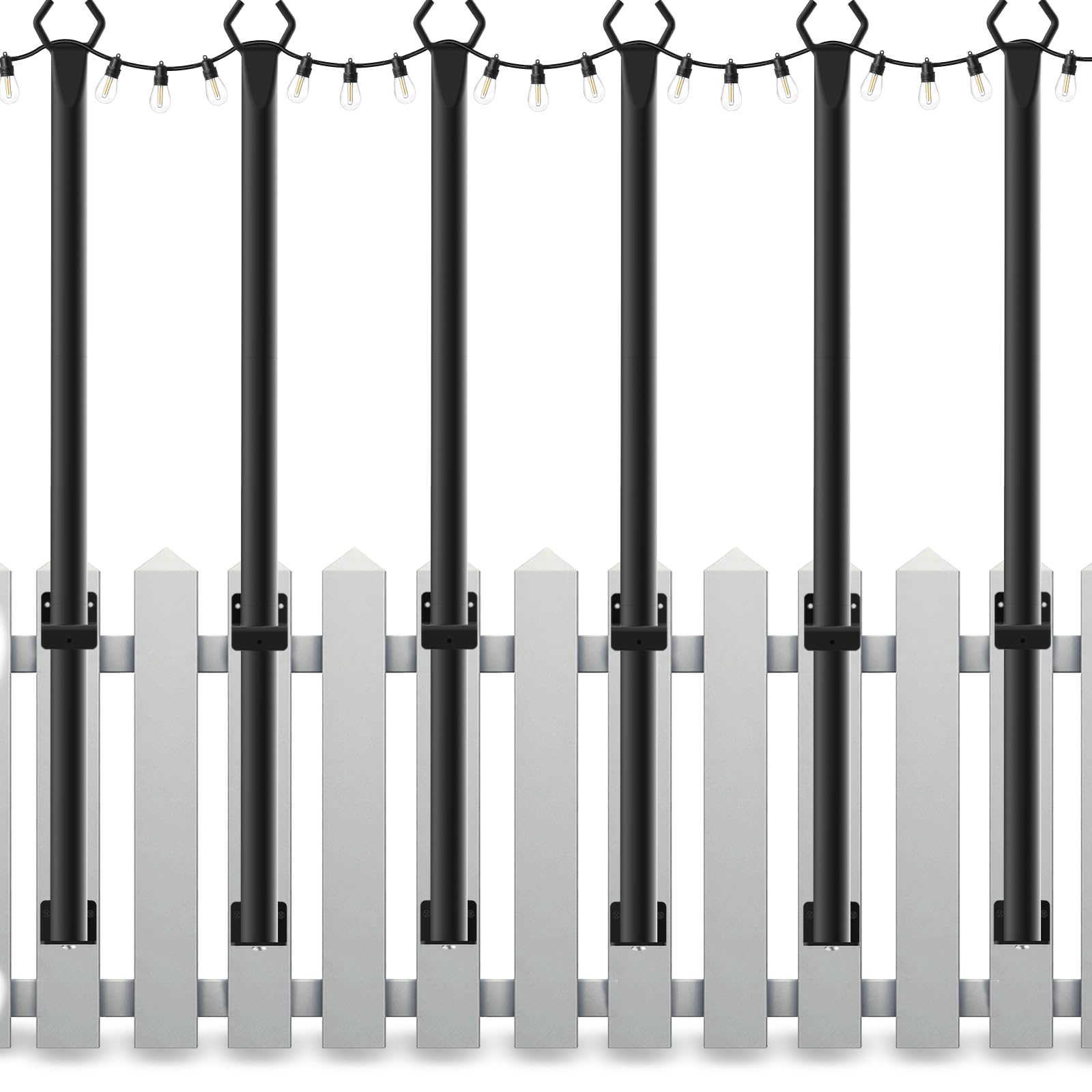 2 Pack String Light Poles,10 Ft Light Poles for Outside String Lights,Outdoor Lights Pole with Fork,Metal Poles Stand for Patio Deck Backyard